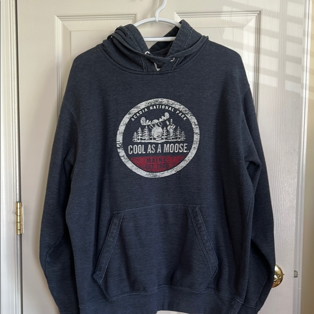 New Agenda by Perrin EUC Gray Hoodie with Circular Acadia National Park Logo